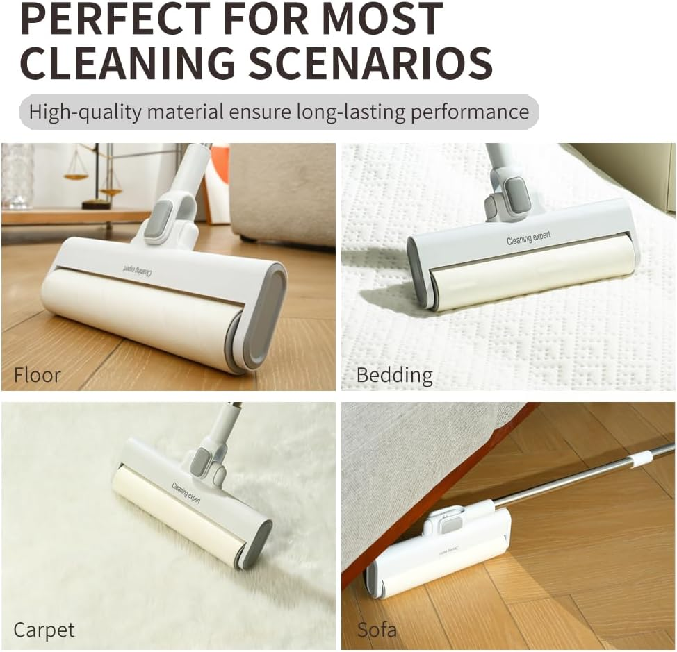 Lint Roller Extra Long Pet Hair Remover Kit with 5 Refills, 175 Sheets, Sticky Roller with Cover for Pet Hair Removal and Clothes Furniture Carpet Cleaning （Scalable Long Handle） image number 6