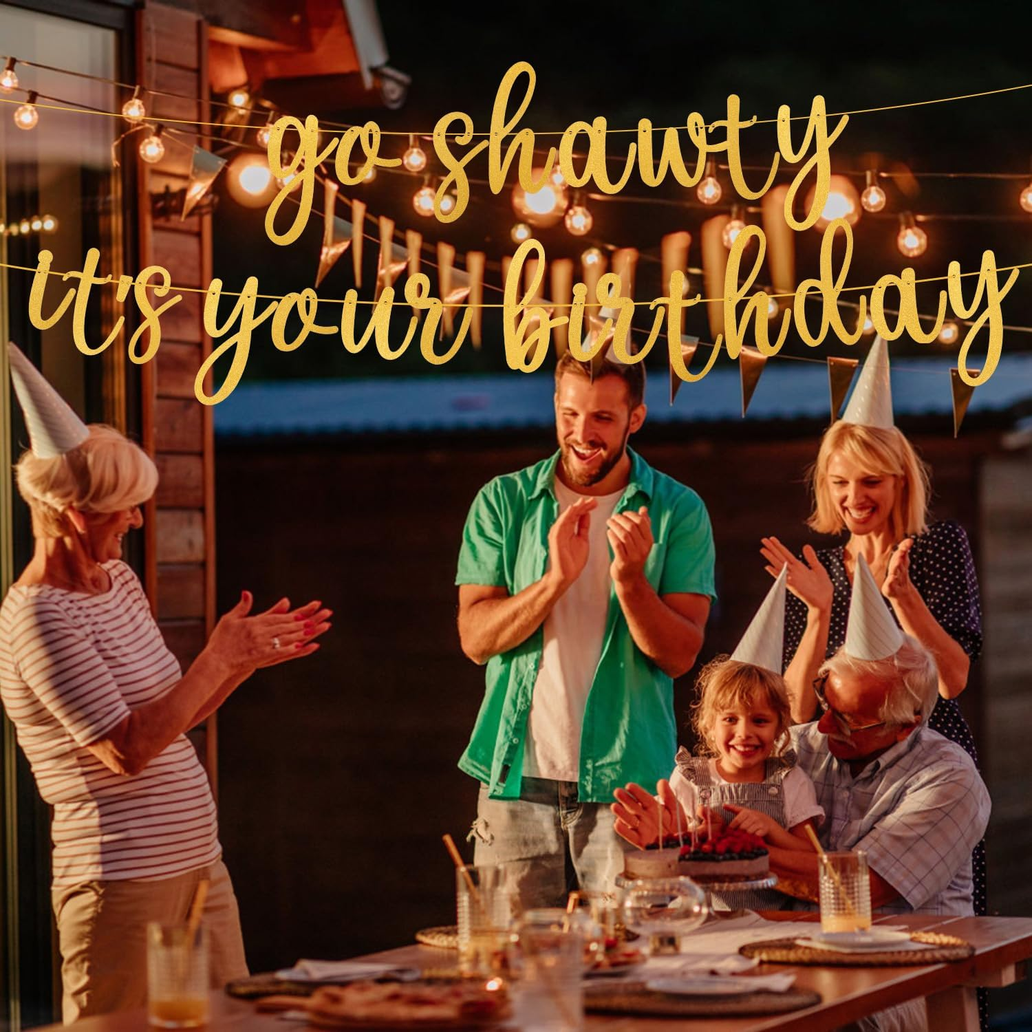 Go Shawty It'S Your Birthday Banner, DIY Rap Theme Birthday Banner Happy Birthday Banner Sign Hip Hop Birthday Garland Banner for Party Favor Photo Props (Gold) image number 1