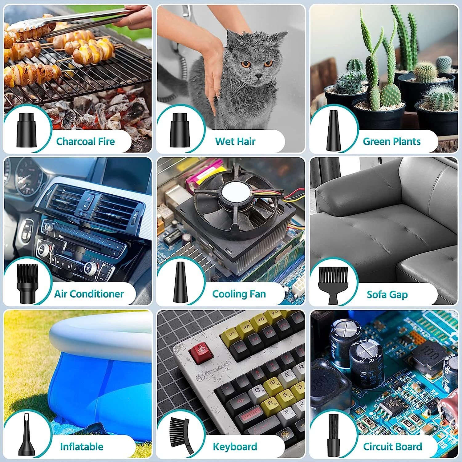 Compressed Air Duster, 3 Gear Adjustable Keyboard Cleaner Reusable Good Replacement Can Electric Cordless Canned Compressed Air Can Duster for PC Keyboard Car, Air Blower image number 3