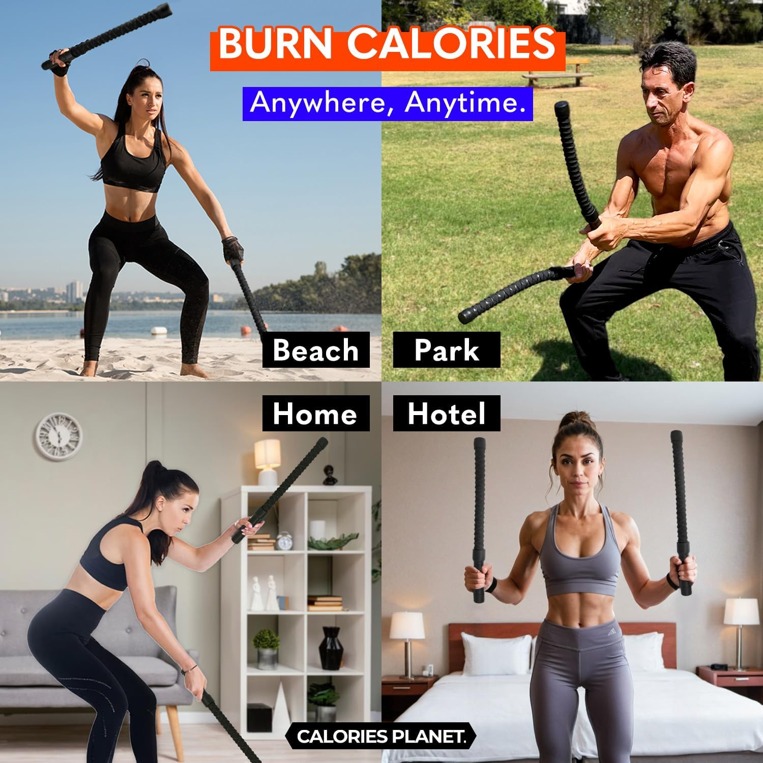 Calories Planet X1 Ropeless Battle Rope for Home Gym, HIIT Workouts, Low-Impact Cardio Training image number 3