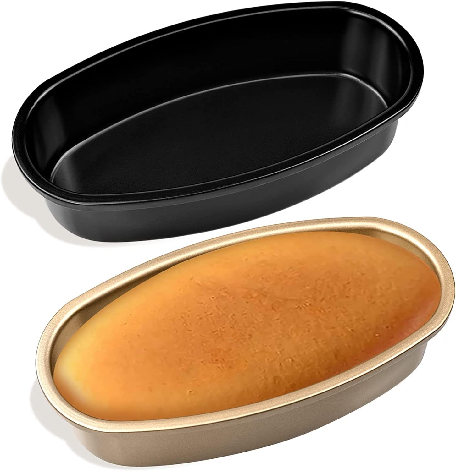 INHEMING Cake Baking Mould Loaf Tin 2 Pieces Oval Cake Mould Baking Mould Baking Mould Non-Stick Aluminium Baking Moulds - 23 X 12 X 5 Cm image number 2