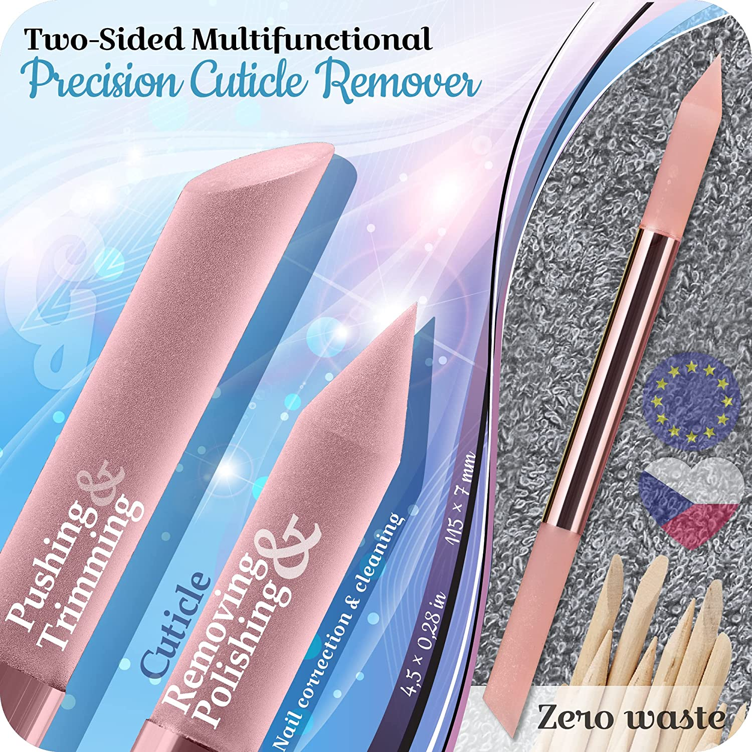 GLADZY Glass Cuticle Pusher - Manicure Cuticle Stick - Crystal Glass Cuticle Remover - Professional Nail Care Tool - Genuine Czech Quality Premium File Set - Glass Cuticle Pusher - Turquoise image number 7