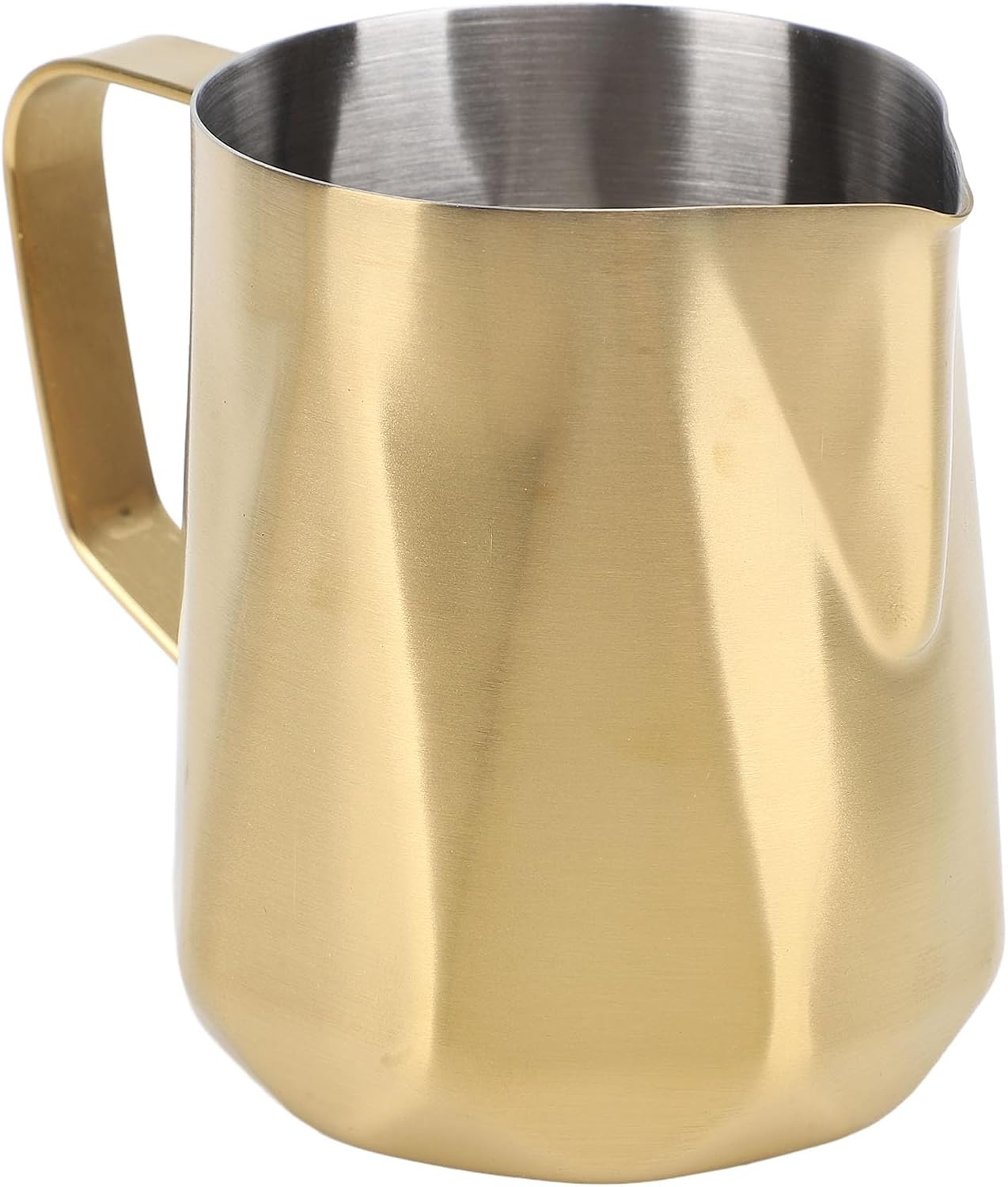 Milk Frothing Pitcher, Stainless Steel Long Handle Milk Frothing Jug, Stainless Steel Espresso Coffee Bar Accessories Tools for Making Coffee, Teapot, Milk Cup (350Ml Gold Plated) image number 2