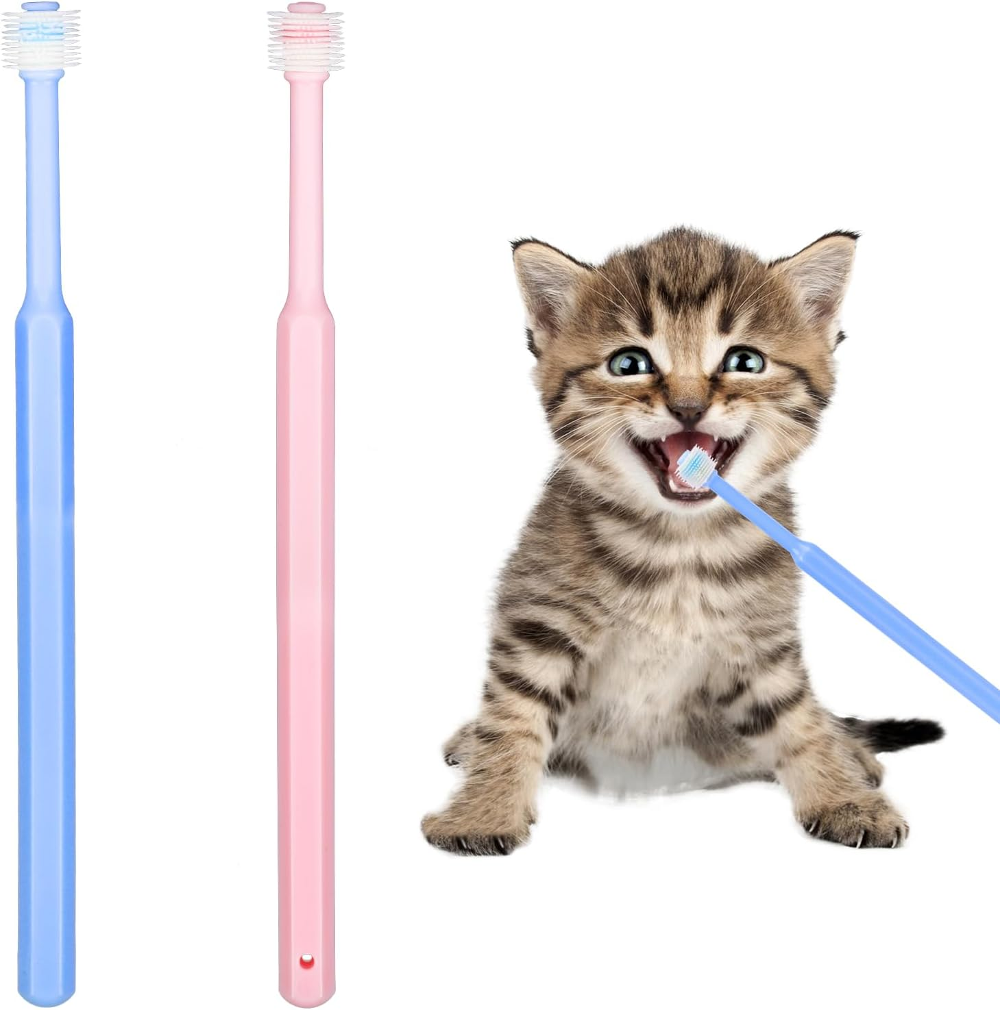 2 Pack Small Dog Toothbrush, 360 Degree Silicone Cat Toothbrush Pet Dental Care Dog Oral Hygiene Deep Clean Pet Teeth Cleaning Set Soft Bristles Fresh Breath Medium image number 4