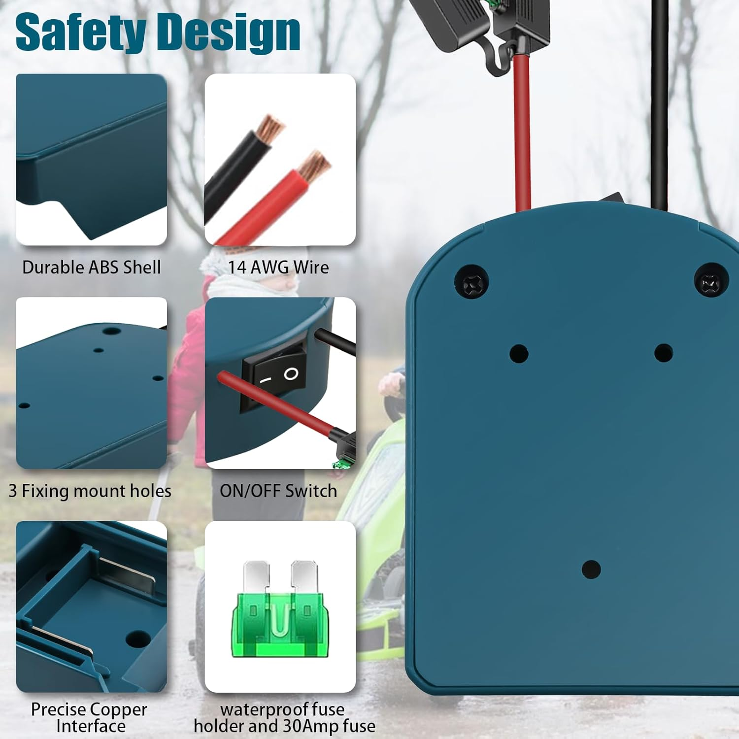 2 Pack Power Wheel for Makita 18V Battery Adapter, Power Wheels Battery Converter Kit with Fuses & 14AWG Wire & Control Switch Use for DIY Ride on Cars, Modified RC Toys, Rc Truck, Robotics