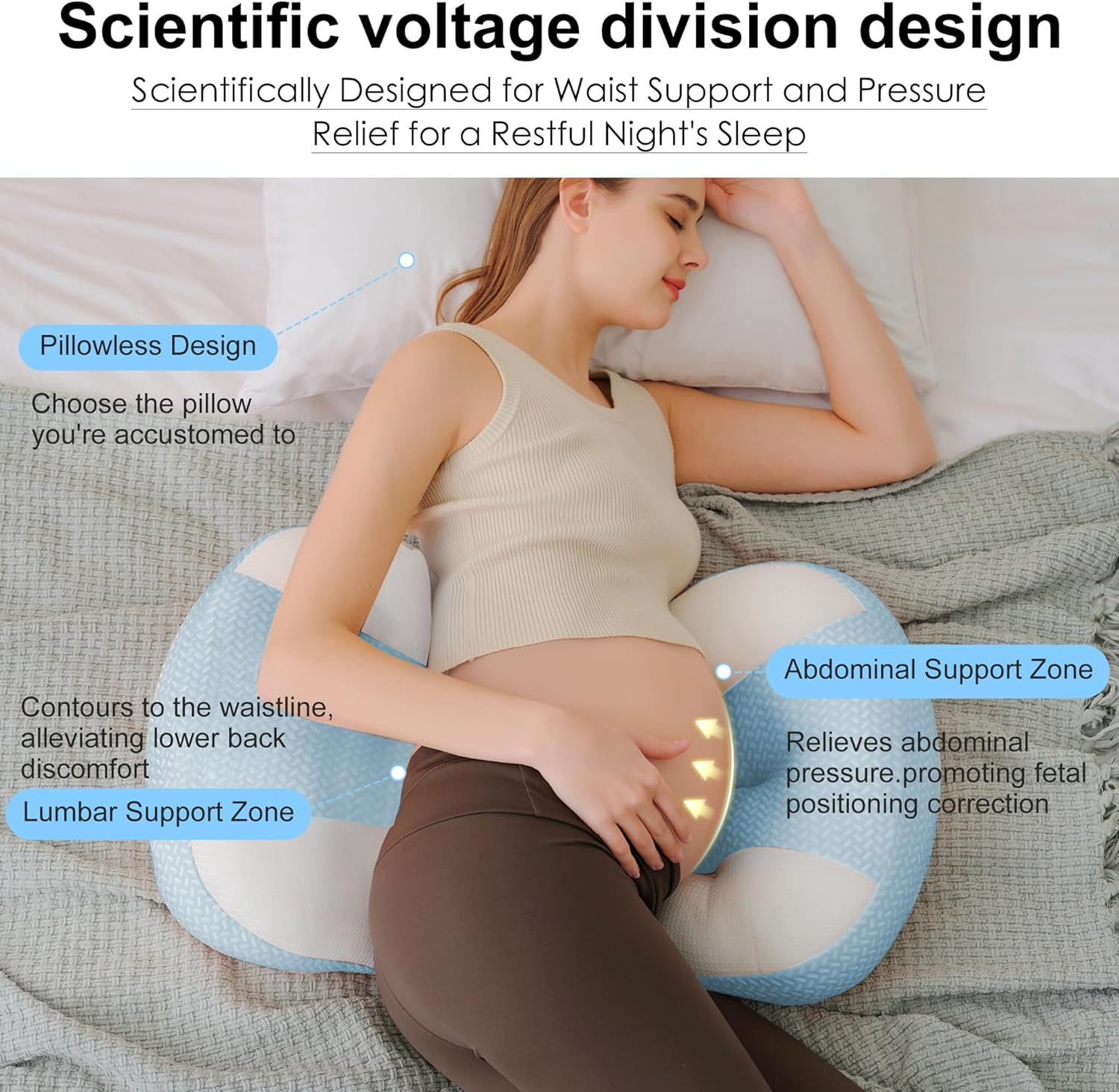 Cooling Pregnancy Pillow for Sleeping,Ice Silk&Breathable Maternity Pillow Support for Pregnant Women, Pregnancy Pillows with Laundry Bag, Maternity Pillows for Summer&Hot Night(Coolingblue) image number 6