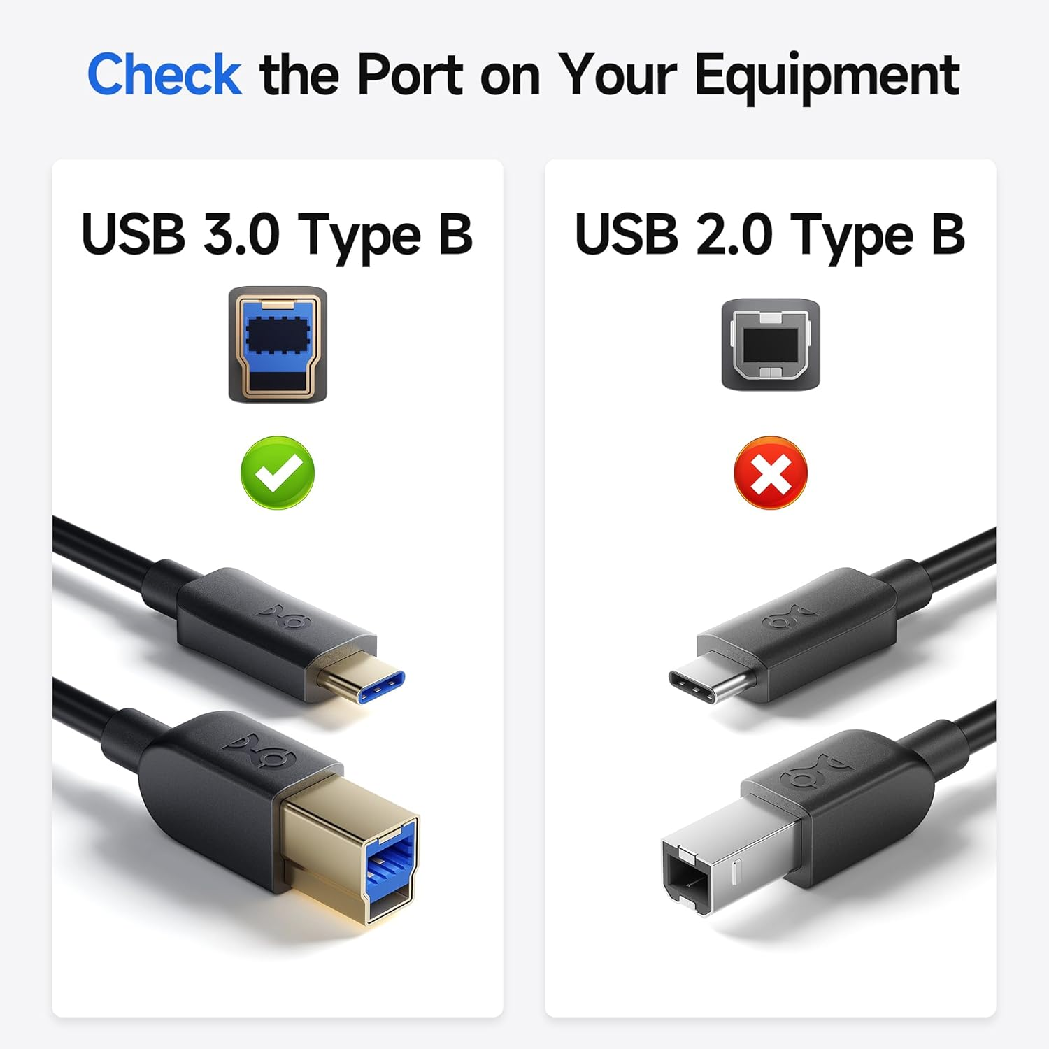 Cable Matters USB C to USB B 3.0 Cable - 2M, USBB to USBC Cable with Type-B 3.0 Connector, Black image number 1