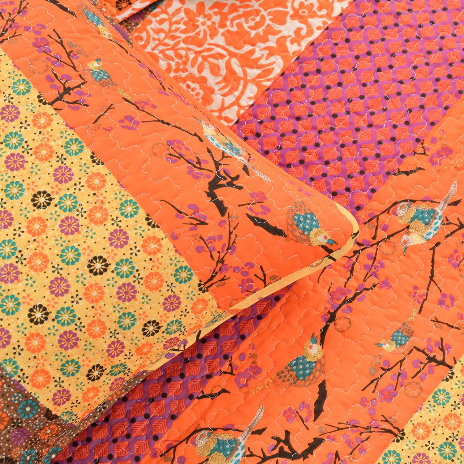 Lush Decor Royal Empire 3-Piece Quilt Set, Full/Queen, Tangerine - Tangerine image number 6