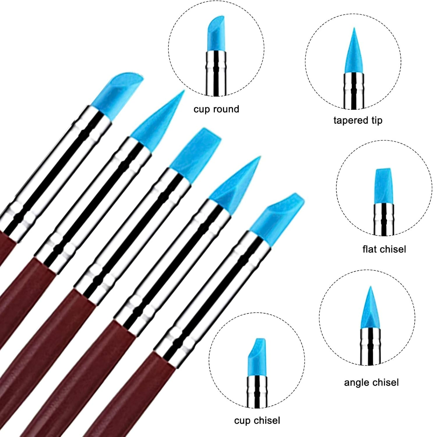 10 Pcs Silicone Clay Sculpting Tool, Silicone Clay Modelling Tools, Silicone Polymer Clay Sculpting Tool Pen, Polymer Clay Tools, for Modeling Dotting Tool Pottery Craft, Blue image number 4