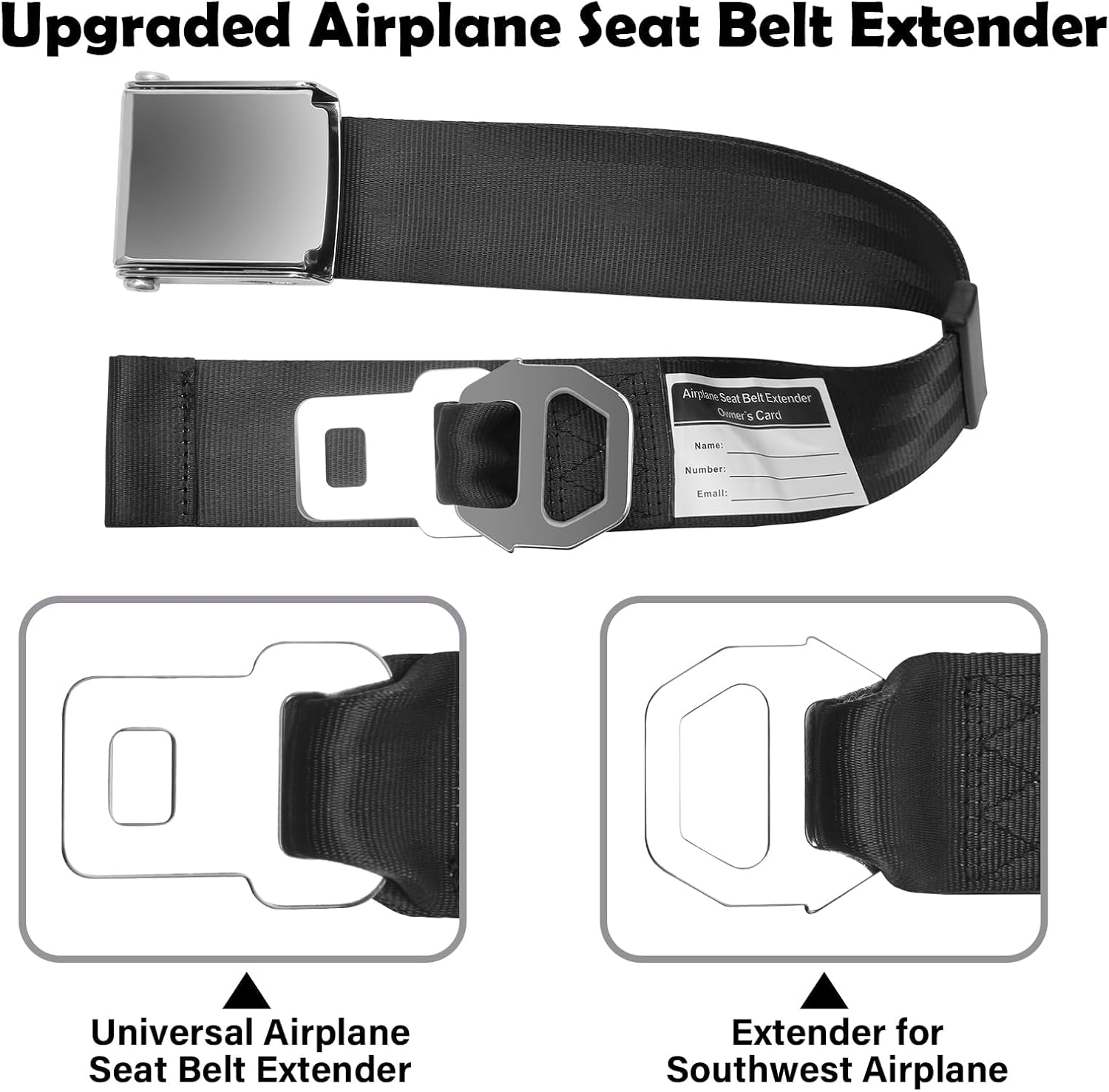 2 in 1 Airplane Seat Belt Extender, Adjustable 7-32" Airplane Seatbelt Extender - FITS ALL Airlines - Free Carrying Case image number 4