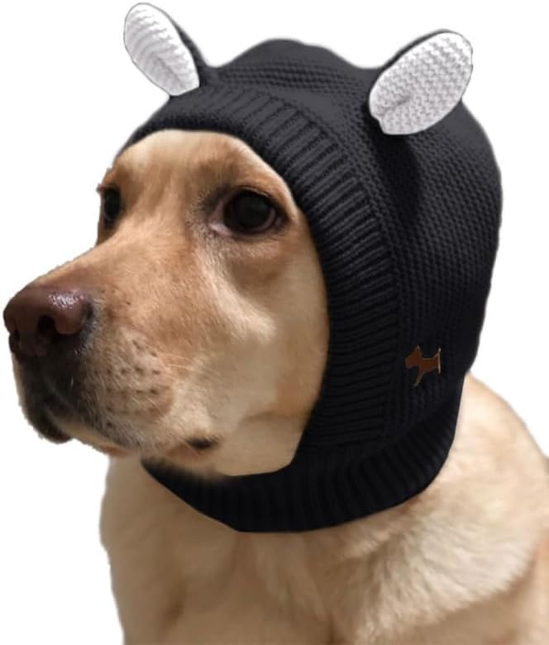 YAMEE Dog Winter Hats - Large & Small Dog Ear Muffs, Knitted Hat for Outdoor Walking, Noise Protection (Small, Pink)