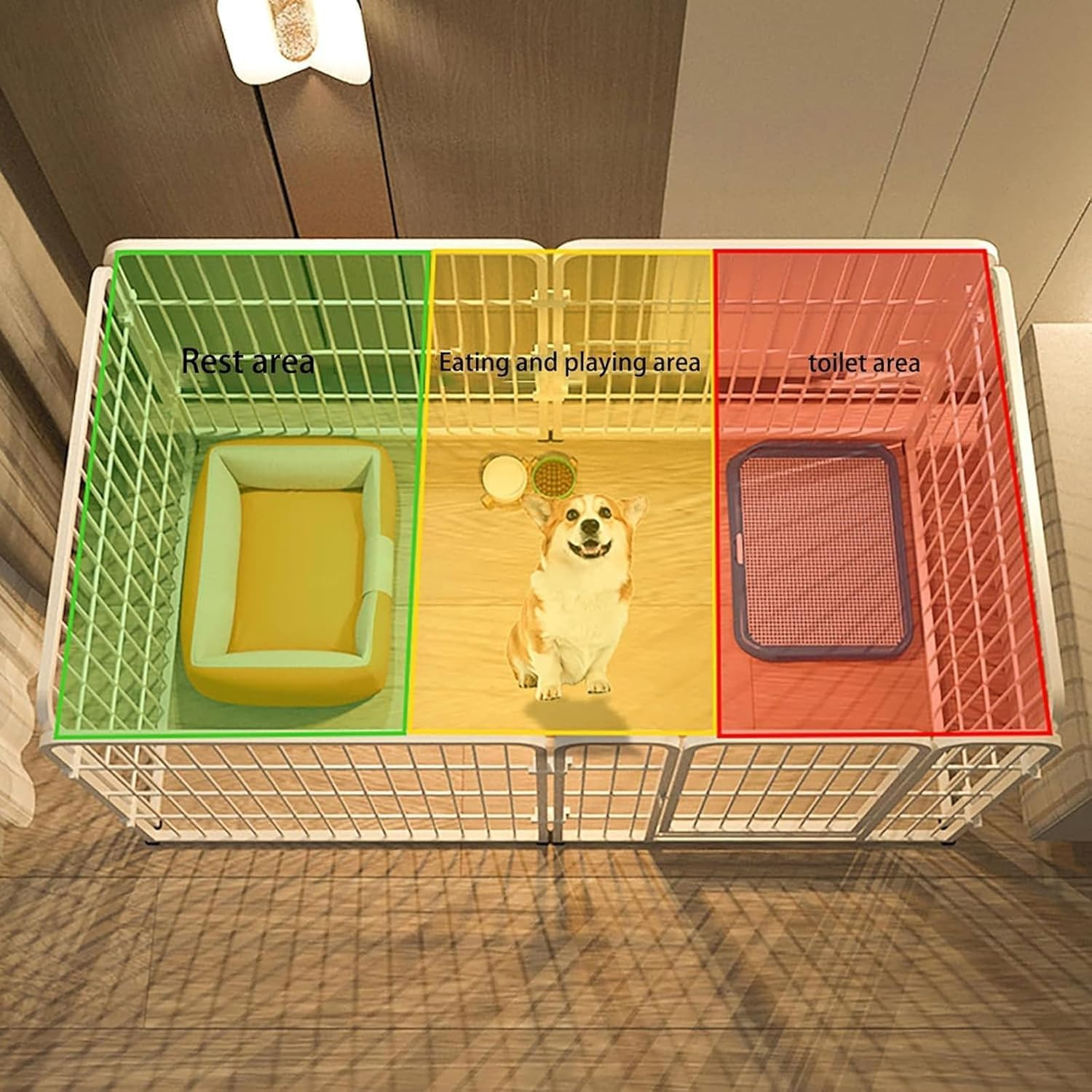 Andwoork Dog Playpen, Outdoor 6 Panels Heavy Duty Dog Pen, Puppy Playpen Indoor Anti-Rust Exercise Fence with Doors, Easy Assemble Foldable Dog Crate for Puppy Cat Bunny Medium Dogs(White) image number 3