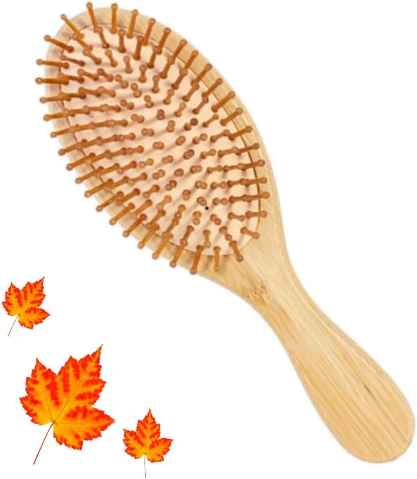 Hair Brush, Natural Wooden Bamboo Air Cushion Comb, Sensitive Scalp Anti-Static Detangling Tools for Scalp Massage, Smooth Glide & Pain-Free Styling Curly,Straight,Thick Hai(Oval) image number 2