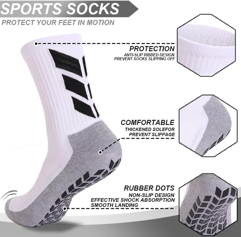 MENDENG Mens Grip Socks Soccer Non Slip Socks for Men anti Slip Hospital Socks Non Skid Training Athletic Socks image number 2