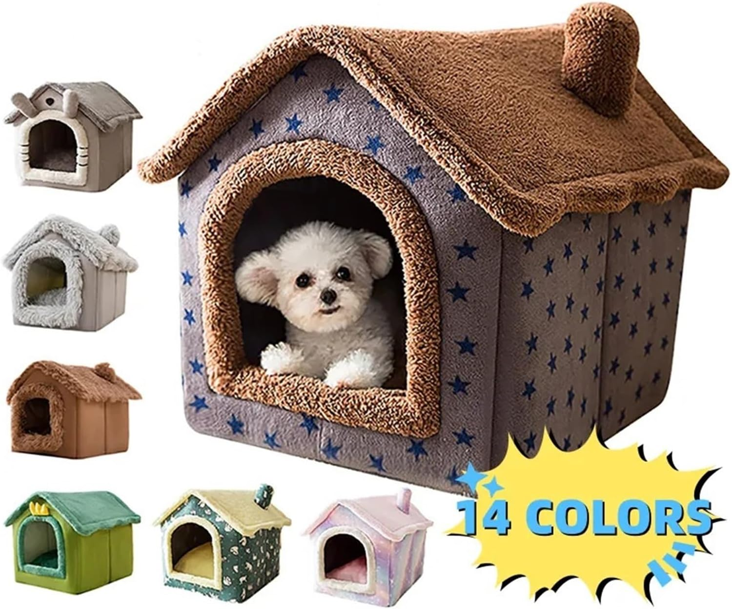 Pet Bed Foldable Cat Bed Pet Dog House Winter Cat Villa Sleep Kennel Comfort (Color : Gray Cat, Size : S(30X36X31Cm)) image number 6