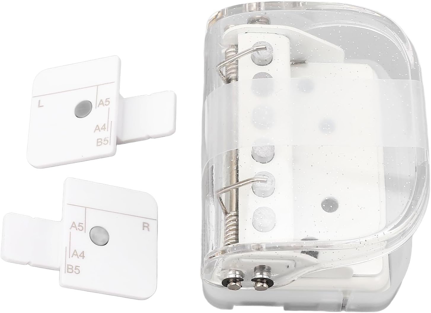 Hole Puncher, A4/30 Holes, A5/20 Holes, B5/26 Holes, Loose Leaf Paper Puncher, 5 Sheet Punch Capacity, Portable Handheld Loose Leaf Paper Hole Punch for School Office - Transparent Green image number 7