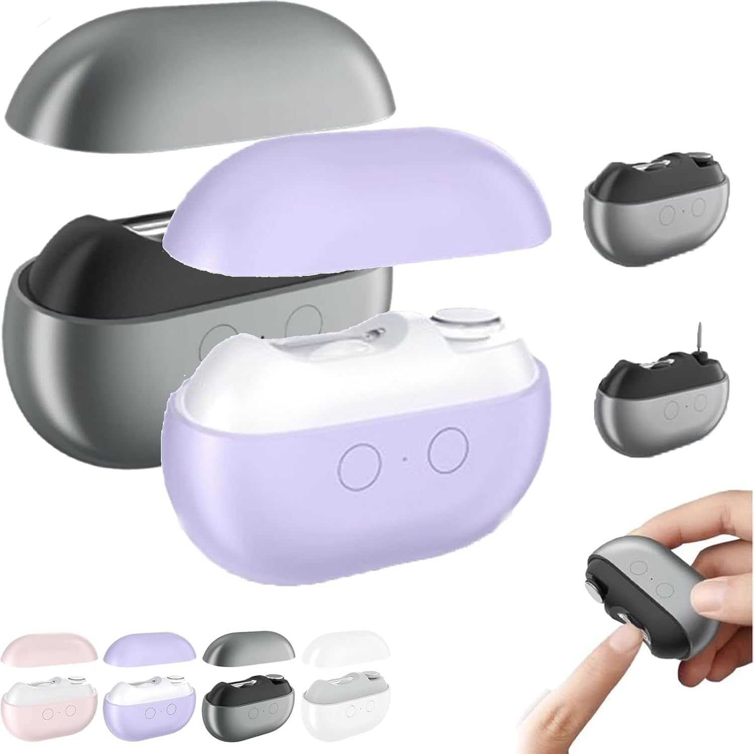 Vueeze Easyclip Smart Nail Clipper, Glosrity/Pubyfun Easy Clip 3-In-1 Multi-Functional Smart Electric Nail Clipper, Nail Trimmer Polisher with LED Light & Clip Storage (Black)