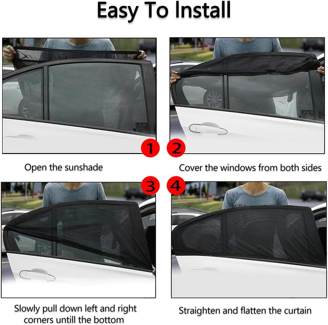 Ziciner Car Window Shade, 2 Pcs Auto Side Front Window Sun Shades, Heat Block and UV Rays Protection, Breathable Mesh Privacy Protection Curtain, Universal Fit Most Car (Car Front Seat 2Pcs 16"&times;23") image number 3
