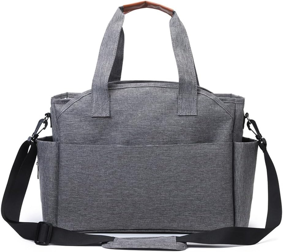 AIMALL Trendy Mummy Bag - Multi-Functional Hand-Held and Shoulder Canvas Bag with Pacifier Pouch, Ideal for Mother and Baby Travel, 18" W X 11.4" H X 5.5" D image number 1