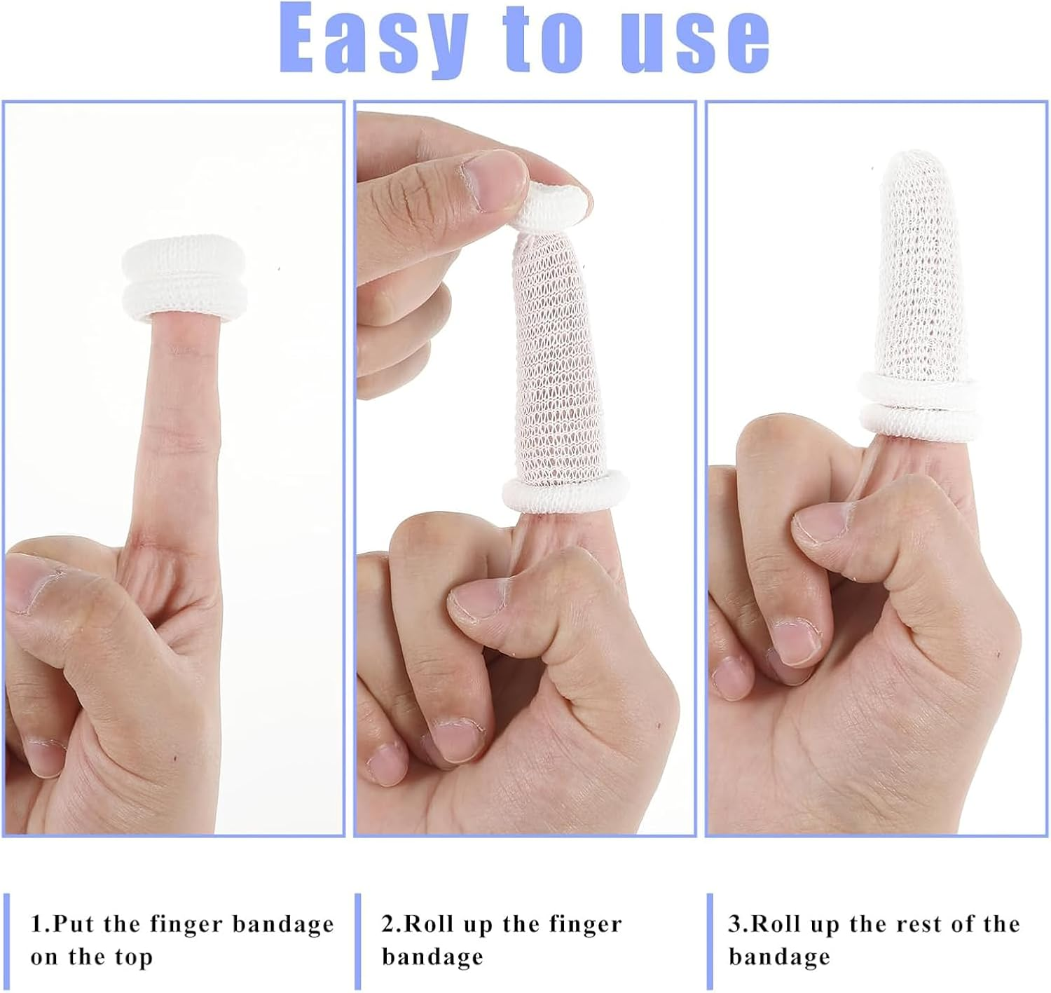 30 Pcs Tubular Finger Bandage Cots, Elastic & Breathable Fingers Protection, Cotton Finger Gauze for Wounds, Gardening, Sports, and Kitchen Use, White image number 2