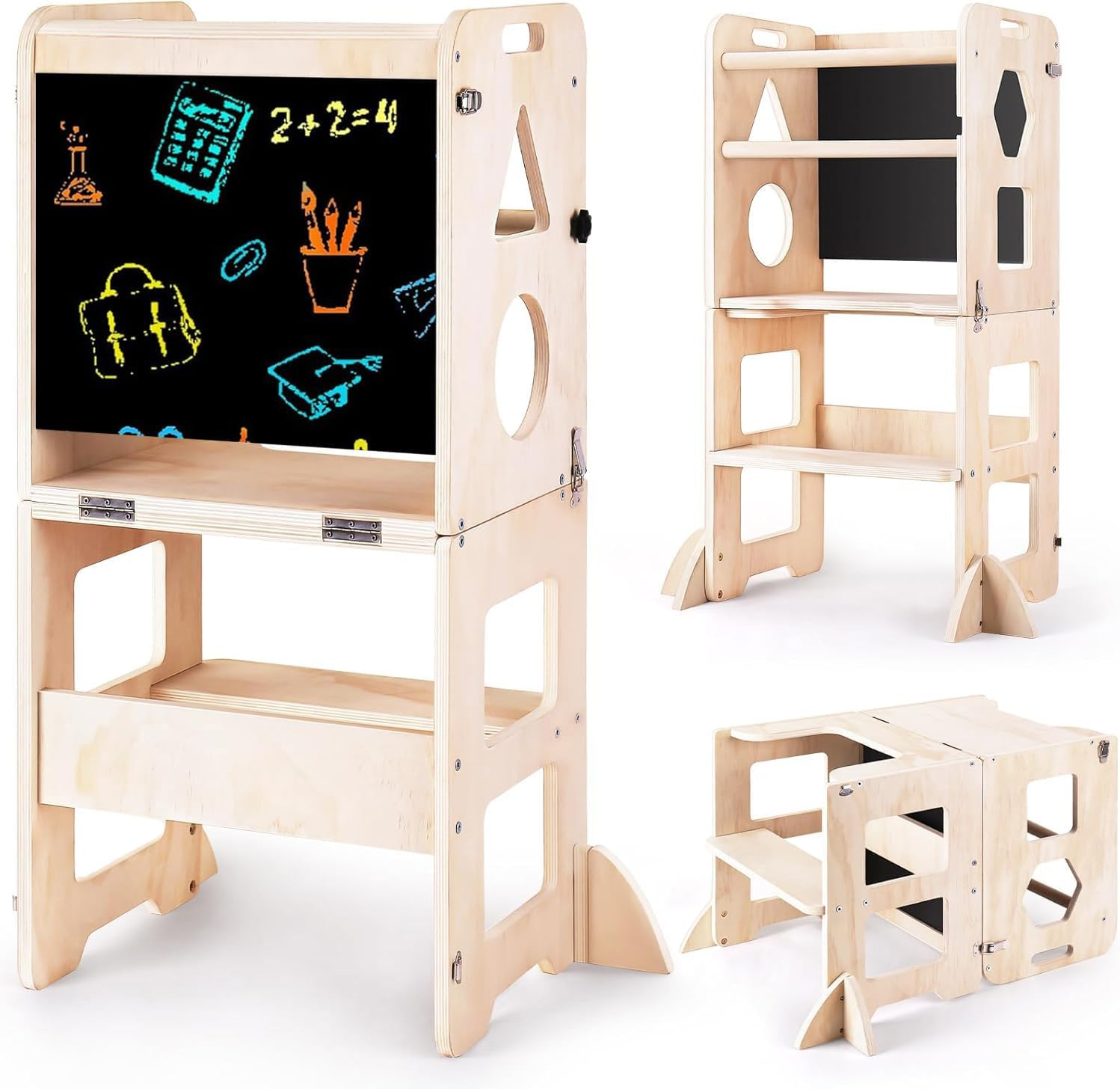 Jeonz Toddler Learning Tower, Foldable Kids Kitchen Step Stool, Montessori Standing Tower