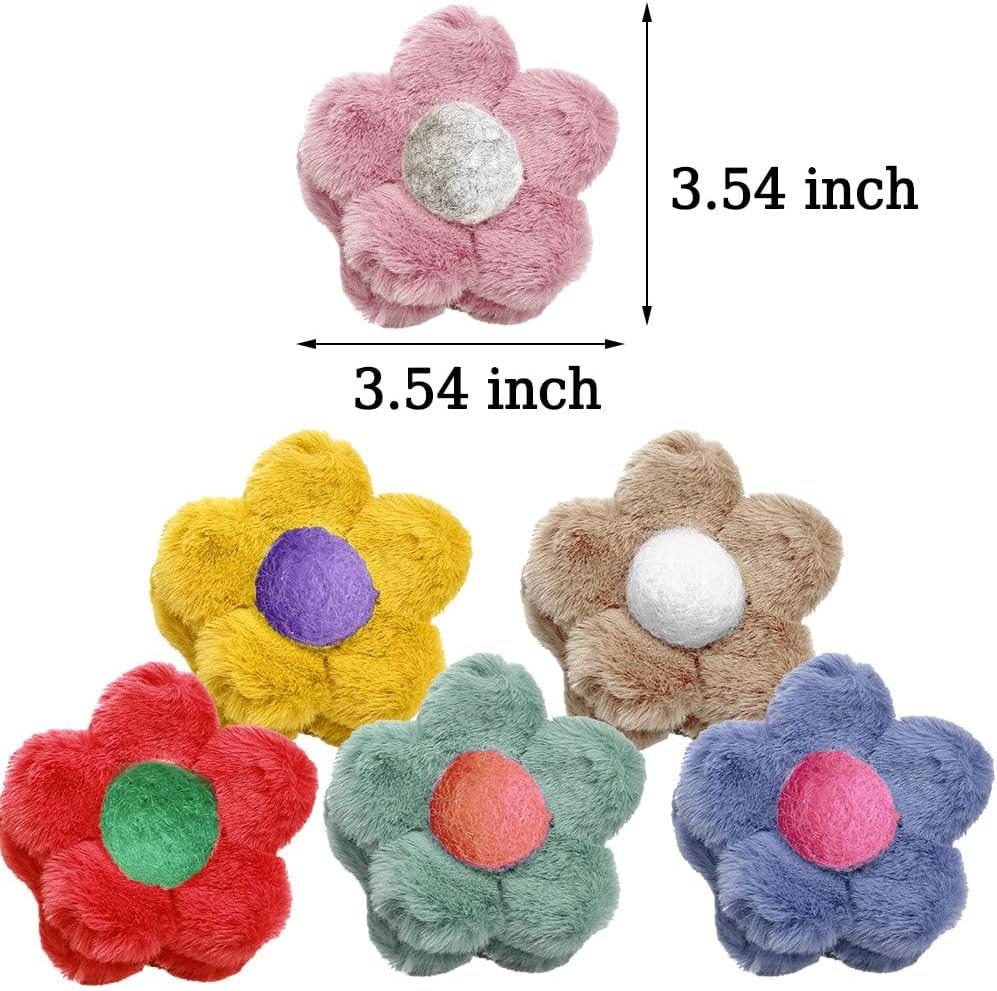 Set of 6 Cute Plush Flower Hair Clips Set, Colour Flower Hair Clips Cute Kawaii Flower Hair Clip Vintage Elegant Plush Floral Claw Clip Flowers Hair Clips for Women Girls Hair Accessories image number 1