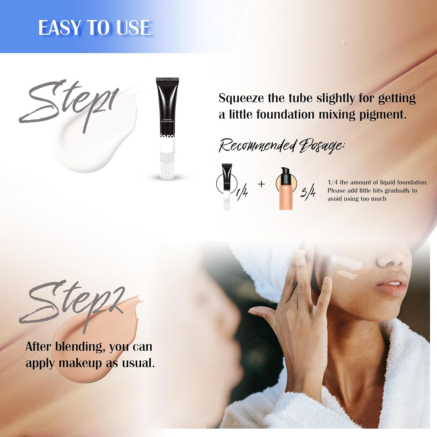 DAGEDA White Color Correct Foundation, Foundation Mixing Pigment for Adjusting Shade, Long Lasting Silky-Smooth Liquid Foundation, Light and Easy to Blend with Foundation, 0.67Oz image number 4