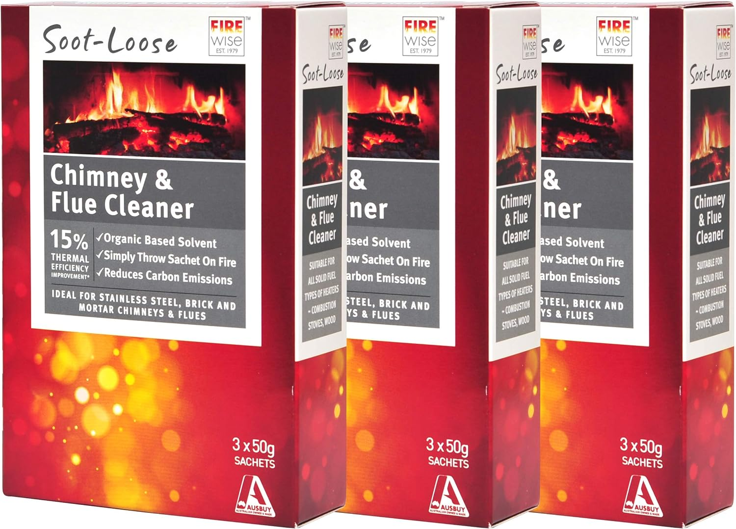 Soot-Loose Chimney and Flue Cleaner, 2 in 1, Dissolves Tar & Creosote That Has Built up over Time, Increases Heater Efficiency & Reduces Smoke Emissions and Is Safe for the Environment - 3 Boxes (9 Sachets) image number 4