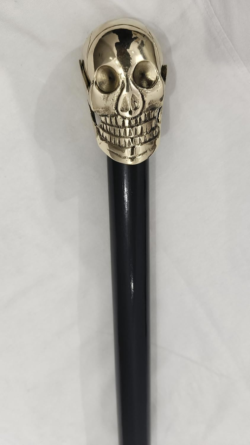 Generic Skull Head Walking Cane Rosewood Wooden Walking Stick Soild Brass Handle & Wood Walking Stick - Decorative Walking Cane for Men & Women Unisex Gift (36 Inch) image number 2