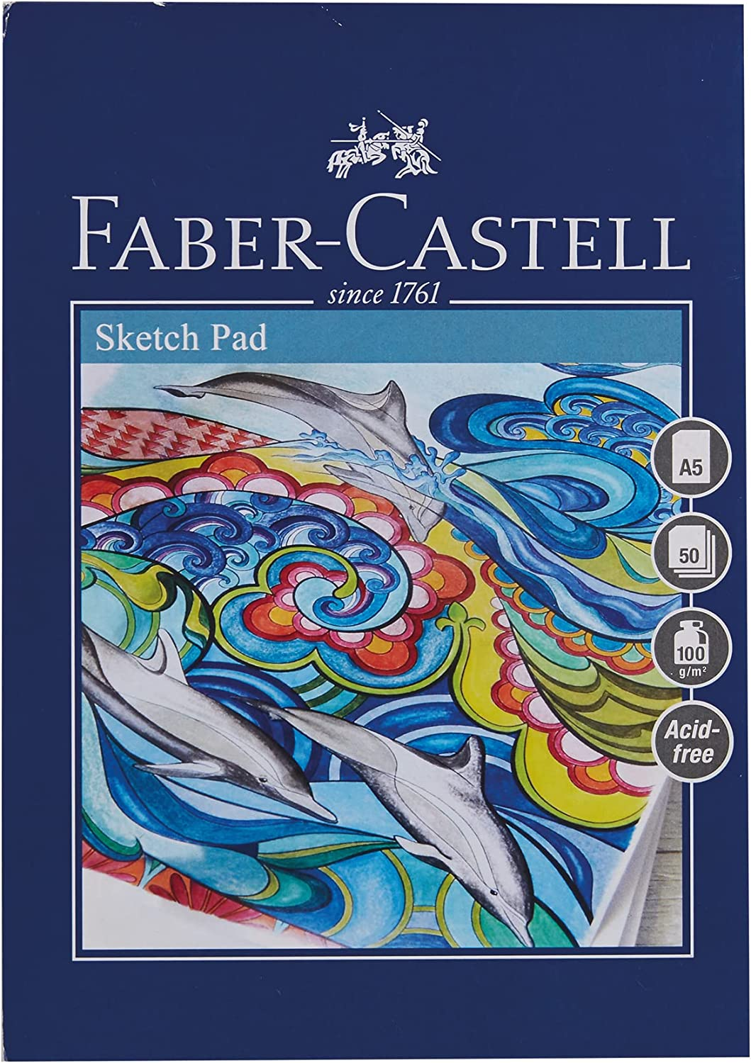 Faber-Castell Creative Studio Sketch Pad, A5, Acid Free Gummed Paper Pad 100 GSM, 50 Sheets for Graphite, Coloured Pencils, Charcoal, Sketching, Arts, Craft, Home and School image number 5