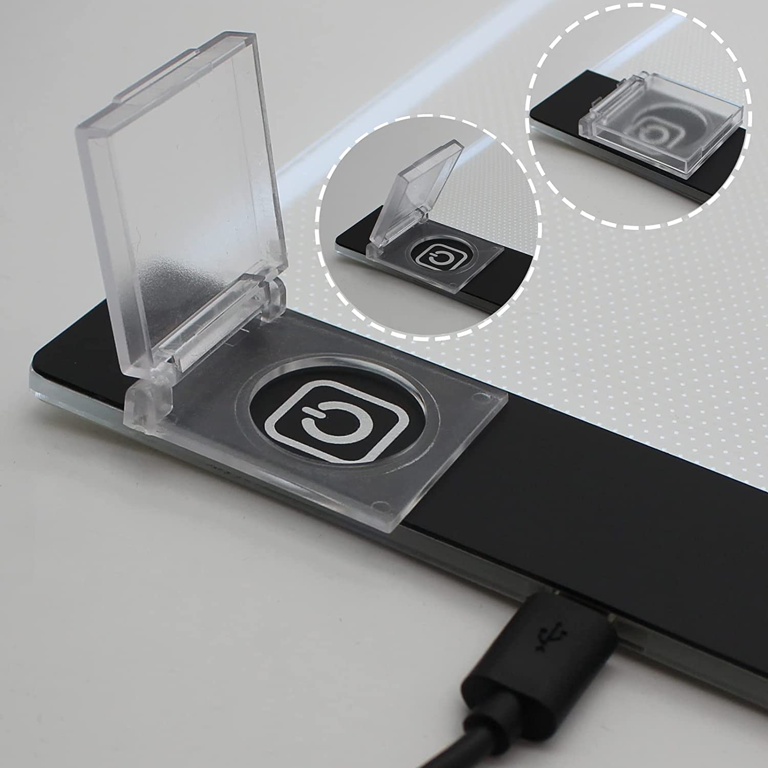 2PCS PC Power Button Cover, Light Pad Switch Cover, Power Button Cover Child Proof Safety Push Button Switch Cover Guard Protector for Computer PC Desktop image number 2