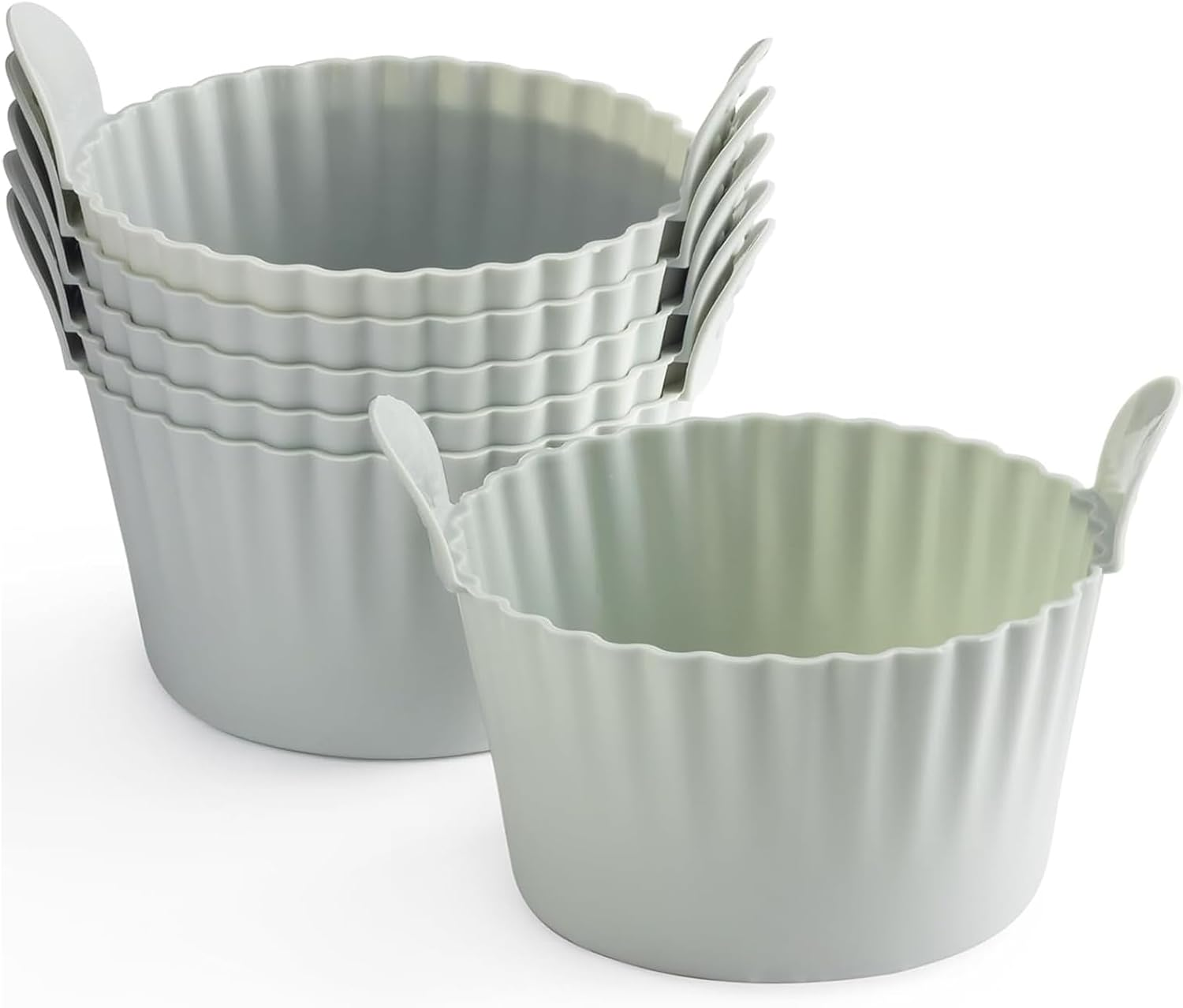 6Pcs Ramekins for Air Fryer, Silicone Air Fryer Egg Mould, Silicone Muffin Cups Large Muffin Cases for Air Fryer, Non Stick Egg Poachers for Microwave Oven image number 1