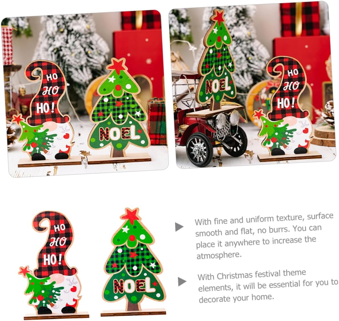 4Pcs Gnome Decorations for Christmas Tabletop Decor Christmas Hats Trees for Holiday Parties Crafts Home and Boys and Girls Room Decoration image number 6