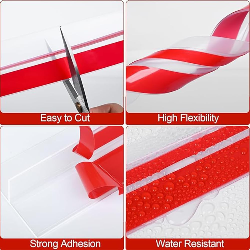 6M T-Shaped Weather Stripping Door Seal,Clear Silicone Weather Stripping Door Seal Strip Double-Sided Self Adhesive Seal Strip for Side of Door Frame, Window, Shower Glass, Strong Adhesive