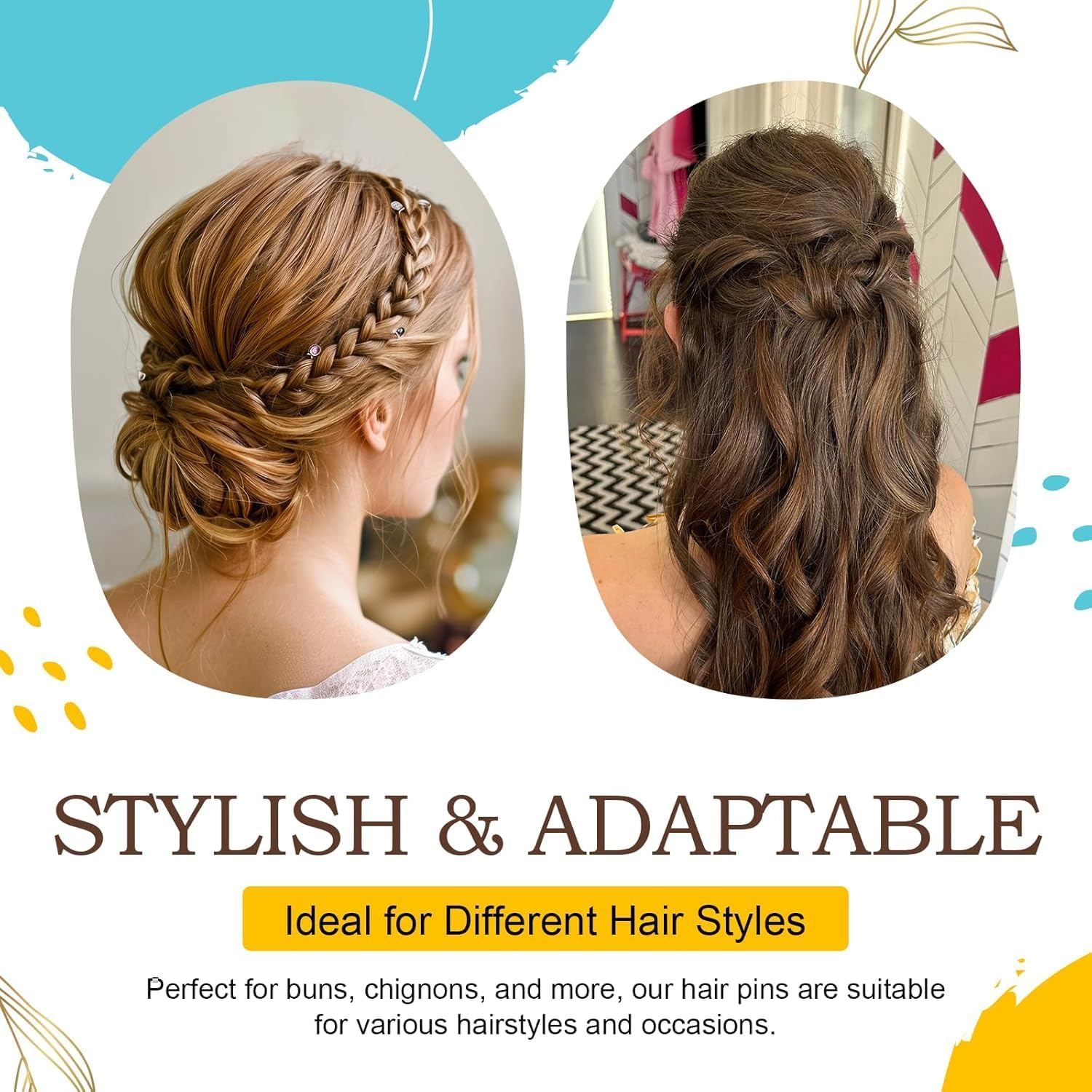 HOYOLS 12 PCS Brown French Hair Pins for Women, 3.5 Inch U Shaped Hair Sticks for Chignon Buns, French Twist Fork Pins Clips, Hairpins for Styling & Updos Hair Accessories - Black image number 2