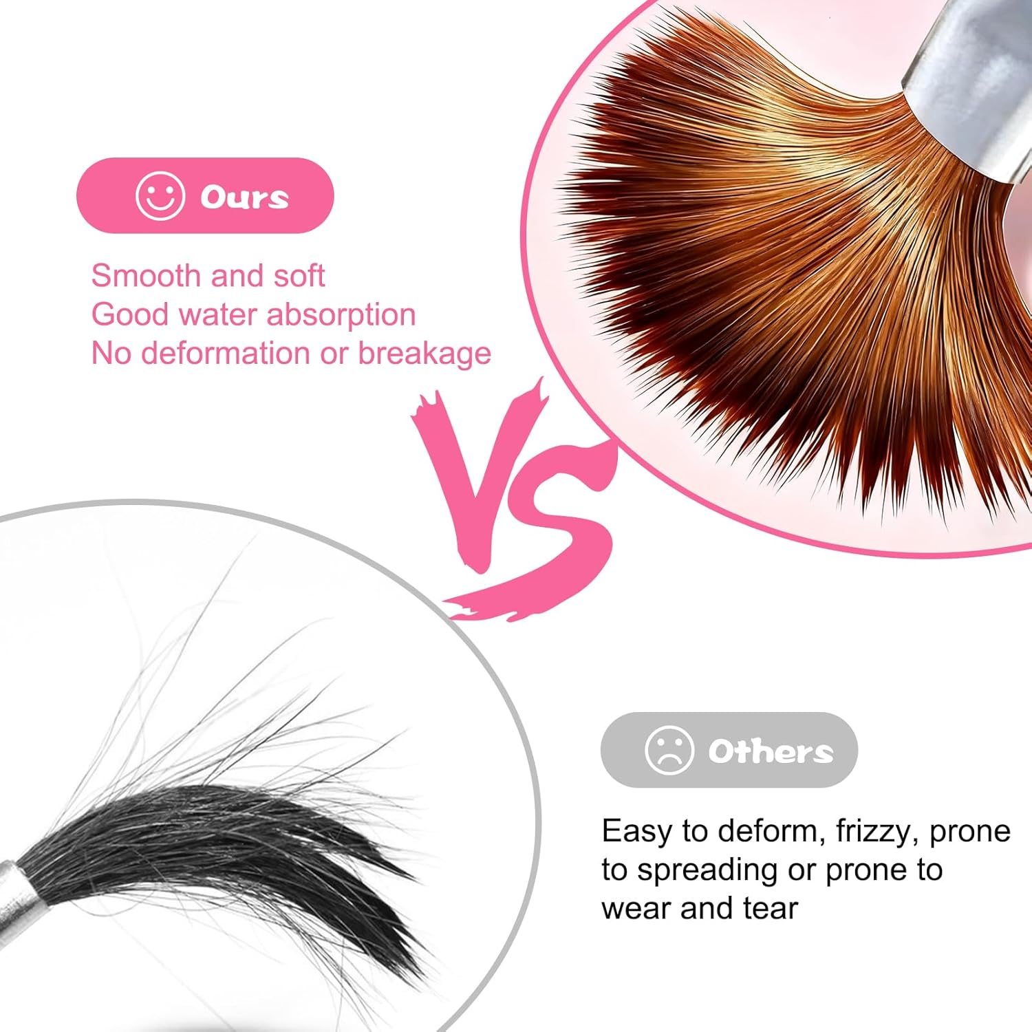 Acrylic Nail Brush Set (3 Pcs, Sizes 8/10/14), Professional Nail Brushes for Application Acrylic Powder Nail Art Extension and 3D Nails Carving for DIY Home Salon Nail Art Manicure Tool image number 3