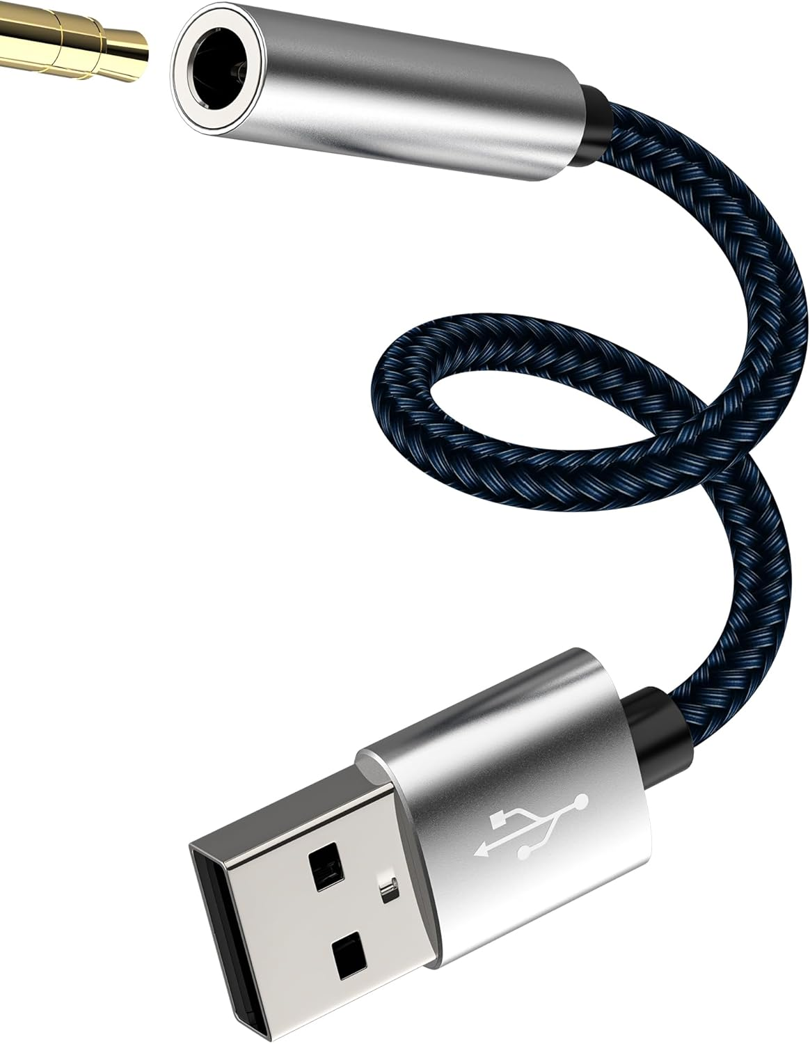 USB Male to 3.5Mm Female Headphone Audio Jack Adapter Sound Card Converter Dac Digital Headset Auxiliary USB-A Port Microphone Interface Cable Dongle Stereo Computer Laptop Device Splitter Accessories