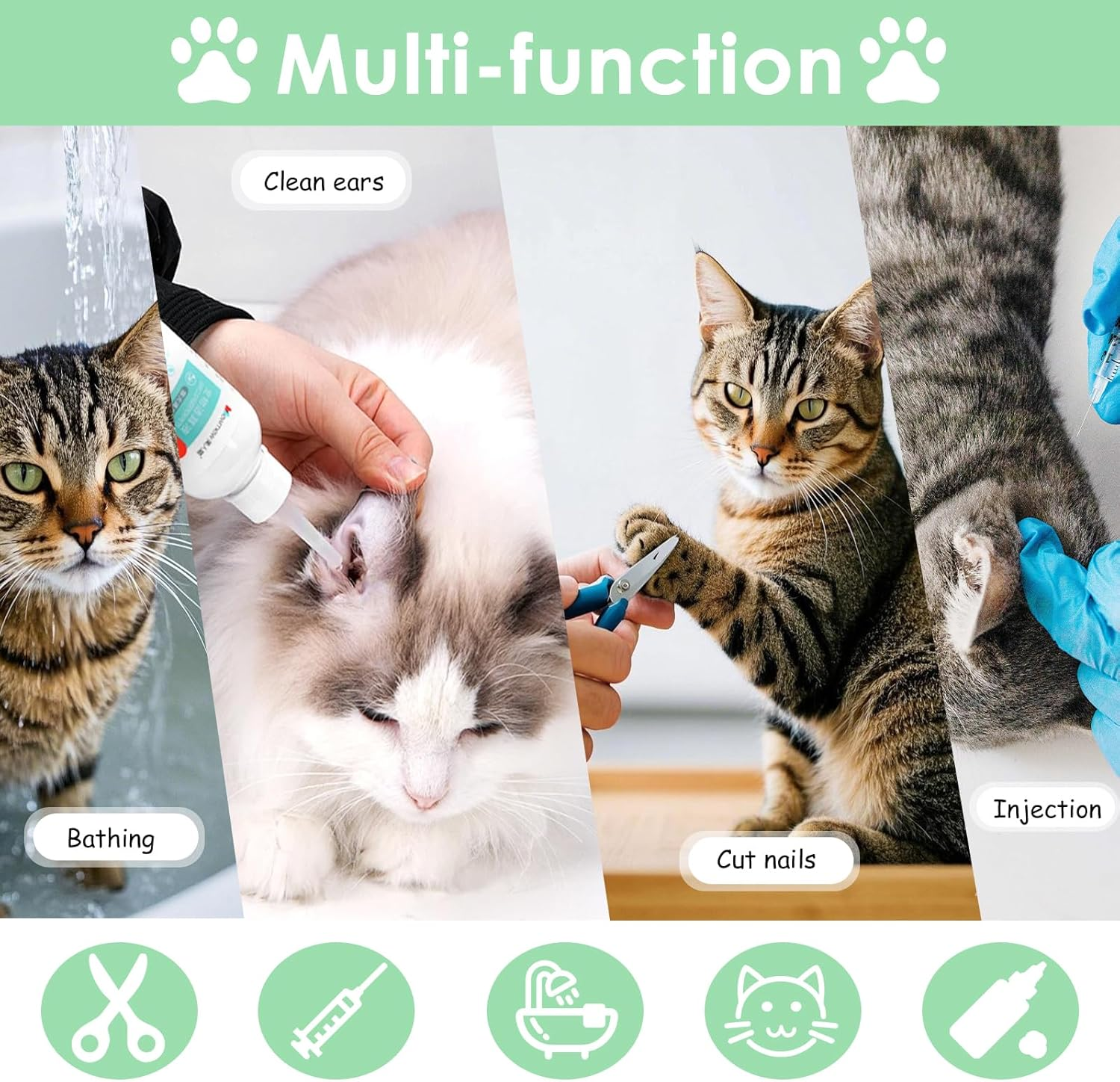 Cat Grooming Bag, Pet Mesh Bath, Durable, Multifunctional, Breathable, Restraint Cat Bag for Bathing, Injecting, Examining Nail Cutting image number 6