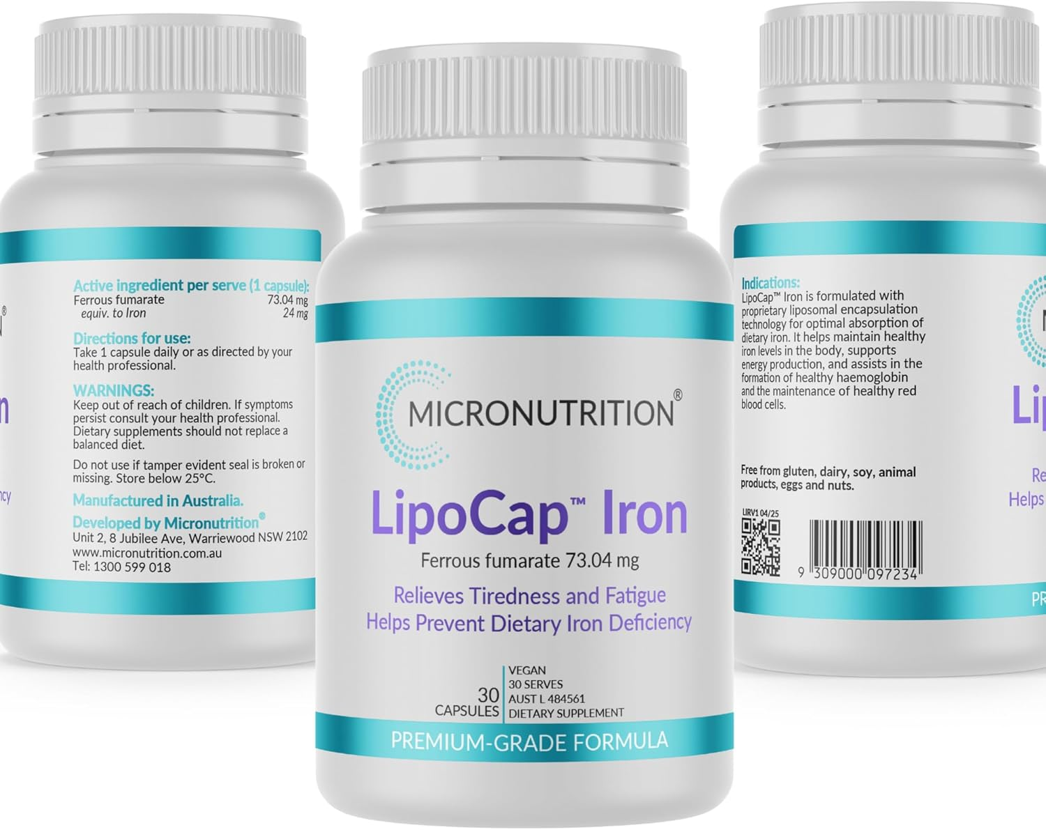 MICRONUTRITION Lipocap Iron Supplement, 30 Vege Caps image number 2