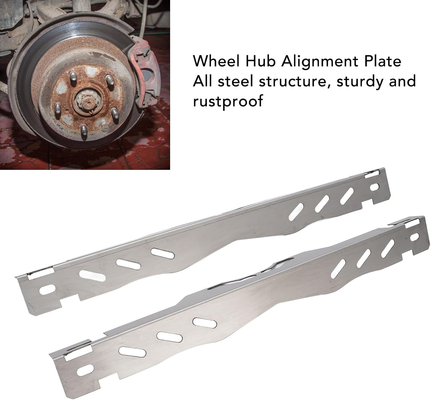 2PCS Front End Alignment Tool, Home Wheel Alignment Kit, Heavy Duty Wheel Alignment Tools with Hanging Hole, Wheel Hub Locating Plate Set for Vehicle, Silver image number 4