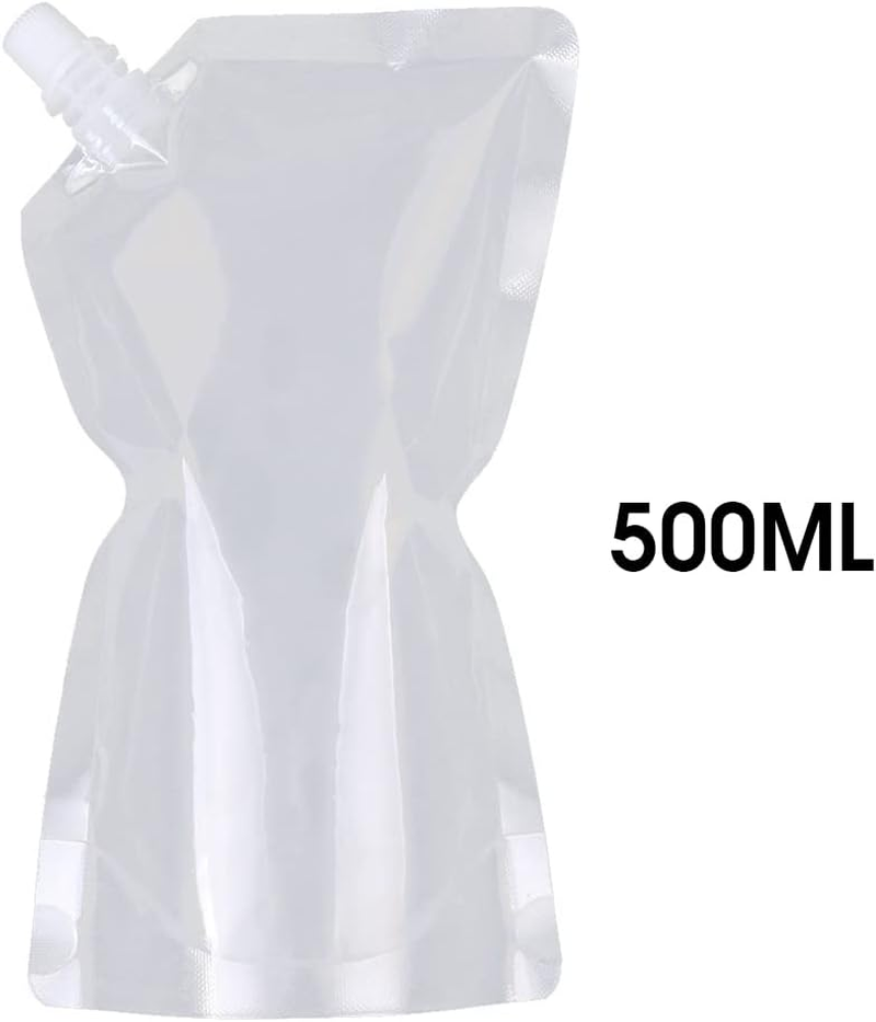 10Pcs 500ML Clear Plastic Spout Flask Bladder Bags Pouch Leak Proof Cap Party image number 6