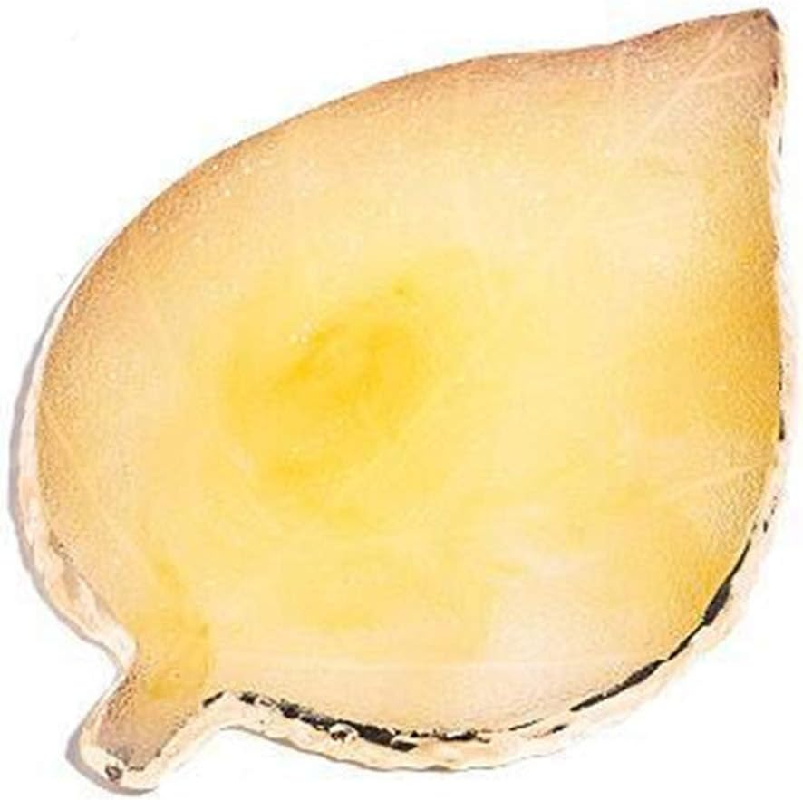 AKOAK 1 Pack Nail Leaves Palette Resin Agate Gold Trim Paint Palette Crystal Rim Shooting Prop Nail Display Board Tool (Yellow) image number 1