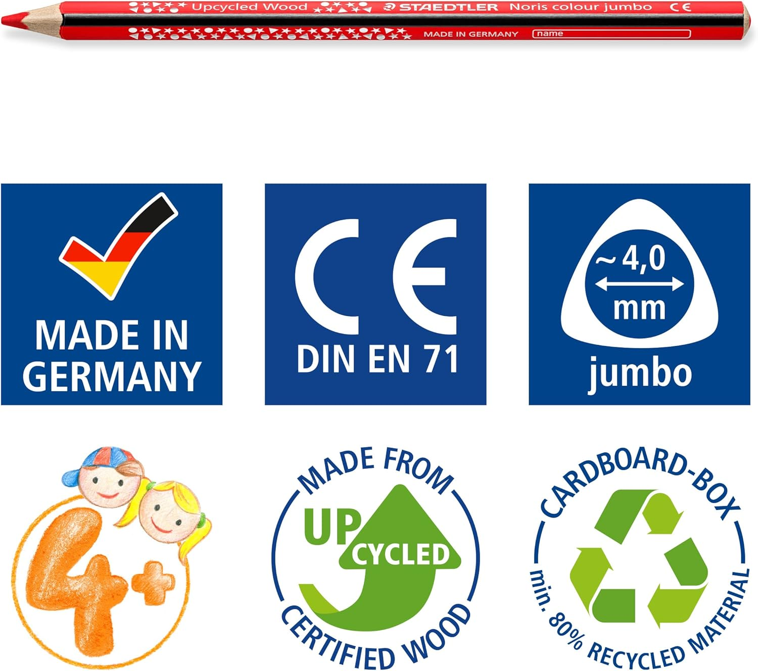 STAEDTLER 188 C12 Noris Jumbo Triangular Coloured Pencils - Box of 12 image number 4