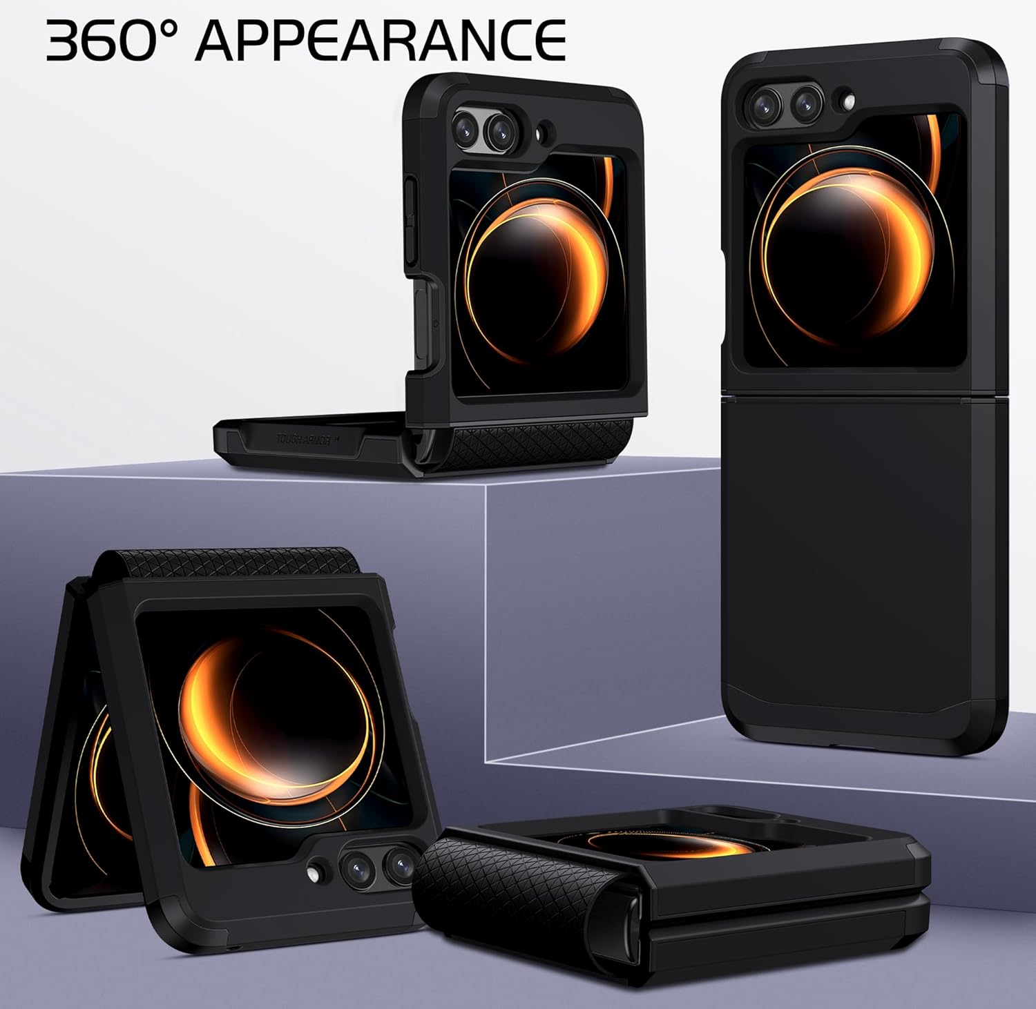 DOMAVER for Samsung Z Flip 6 / Flip 7 FE Case, Hinge Protective Case for Samsung Flip Men Women, Heavy Duty Shockproof Anti-Scratch Samsung Galaxy Z Flip 6 / Flip 7 FE Cover, Black image number 1