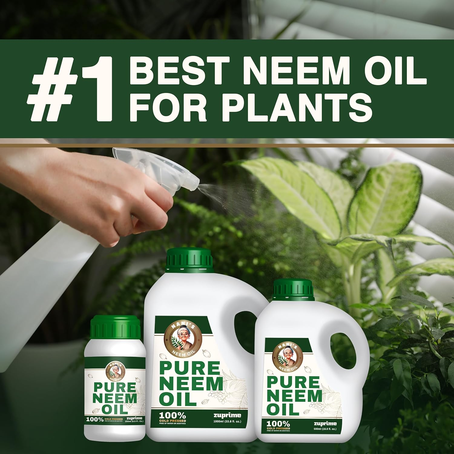 Nani'S Pure Neem Oil for Plants Concentrate - Dilute for Use as Organic Neem Oil Spray for Plants, Outdoor & Indoor Use - 100% Cold Pressed - Horticultural Enhanced Plant Health & Shine Need (34 Oz) image number 4