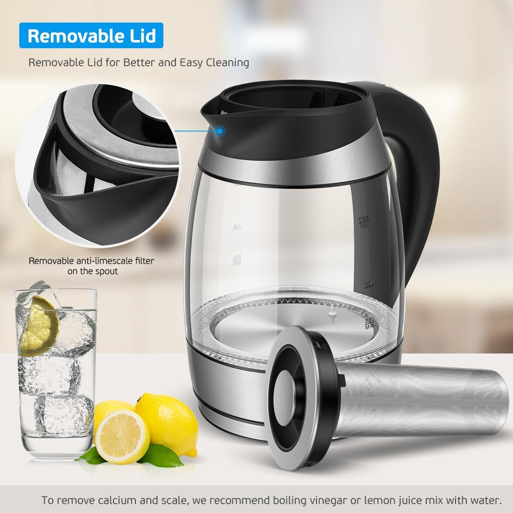 Forme Glass Kettle with Temperature Setting 40-100 &deg;C 1.8 L I 2200 Watt I 7 Colour Change LED I Digital Temperature Display I Keep Warm Function I Boil Dry Protection BPA Free image number 3