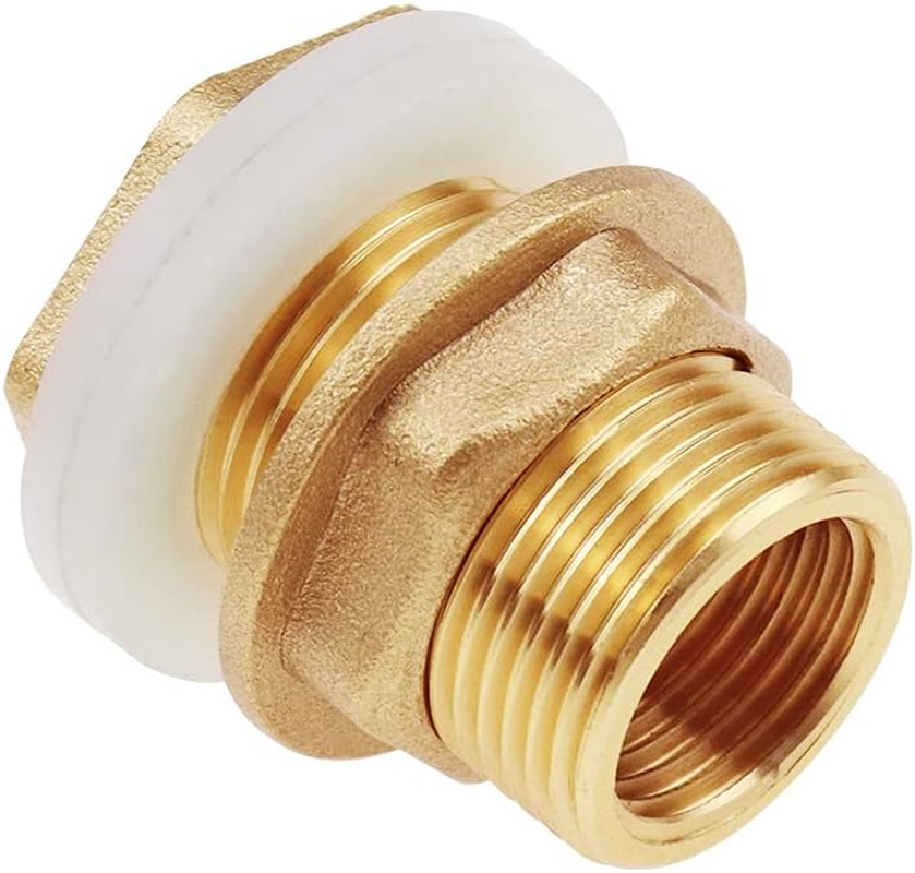 2 Pieces Water Tank Connector 3/4 Inch Premium Brass Rain Barrel Feed-Through + 2X Rubber Seals Ra-In Barrel Connector Water Butt Grommet for Rain Barrel Wa-Ter Butt Barrel image number 4