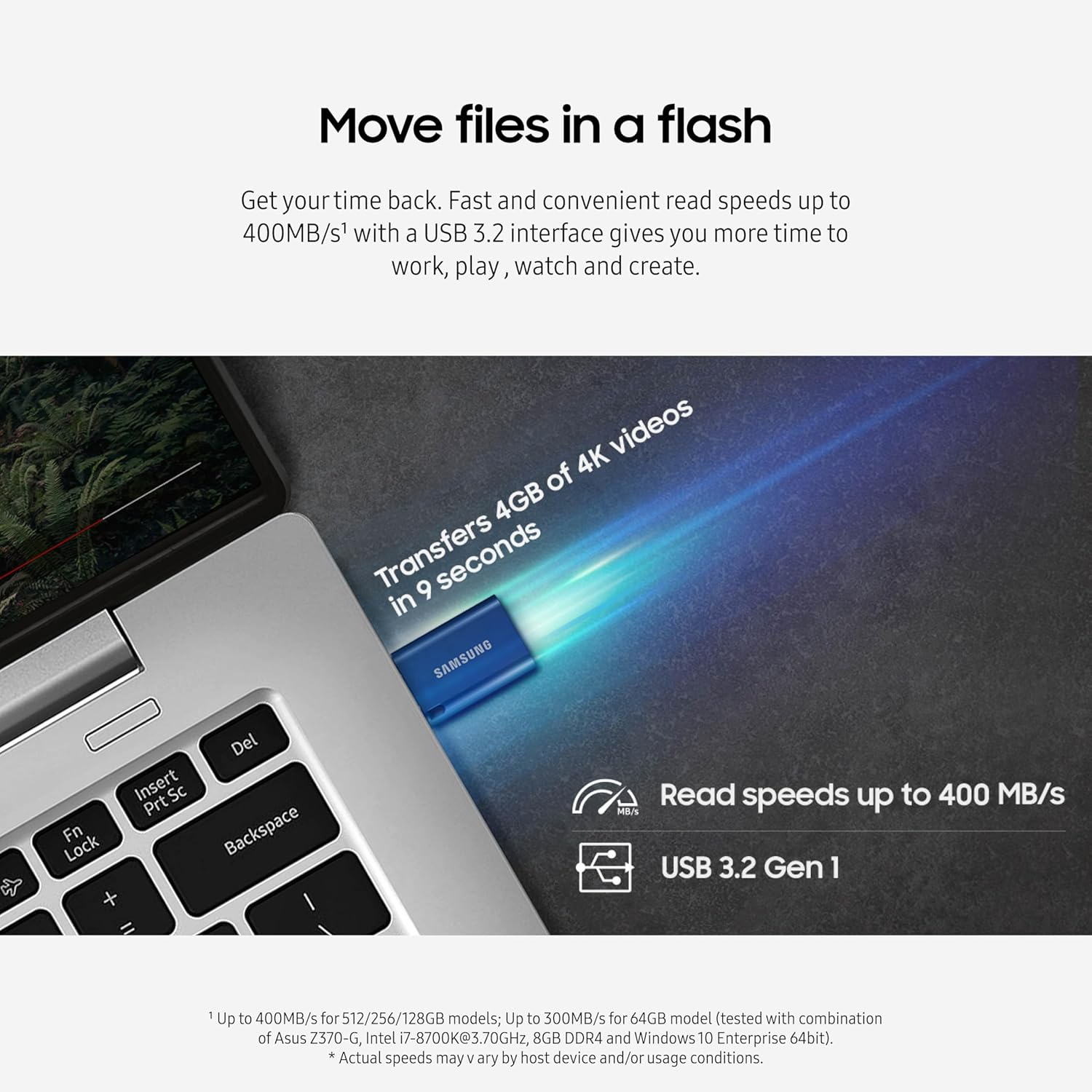 SAMSUNG Type-C 512GB USB 3.2 Flash Drive, 400Mb/S, External Memory and Storage for Computers, Mobile Devices, MUF-512DA4/AM, Gray, 2024 image number 4