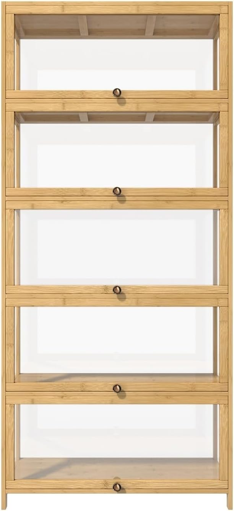 Oikiture Display Cabinet with 5-Tier Shelves Storage Cabinet Diplay Shelves Oak