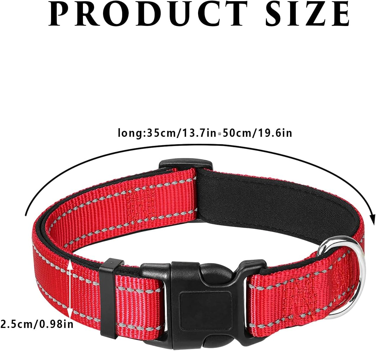 Reflective Nylon Dog Collars, Adjustable Classic Dog Collar, Dog Accessories Collar, Black Buckle Reflective Collar, for Small Medium Large Dogs with Buckle Heavy Duty Basic Dog Collar image number 1